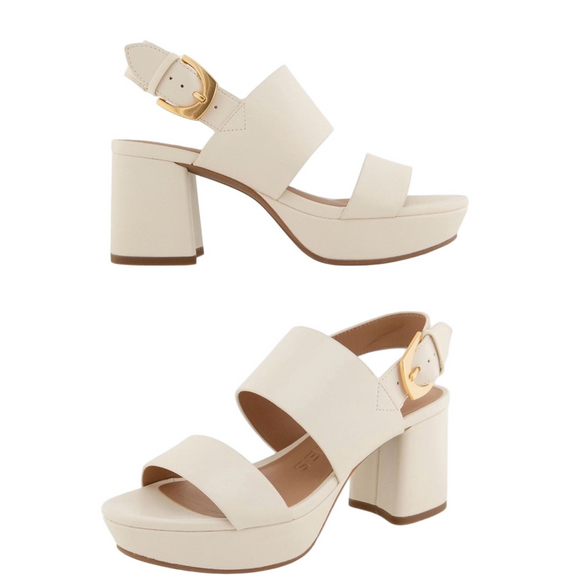 AEROSOLES Shoes - AEROSOLES Camilia eggnog faux leather platform sandals size 12 NWOT
